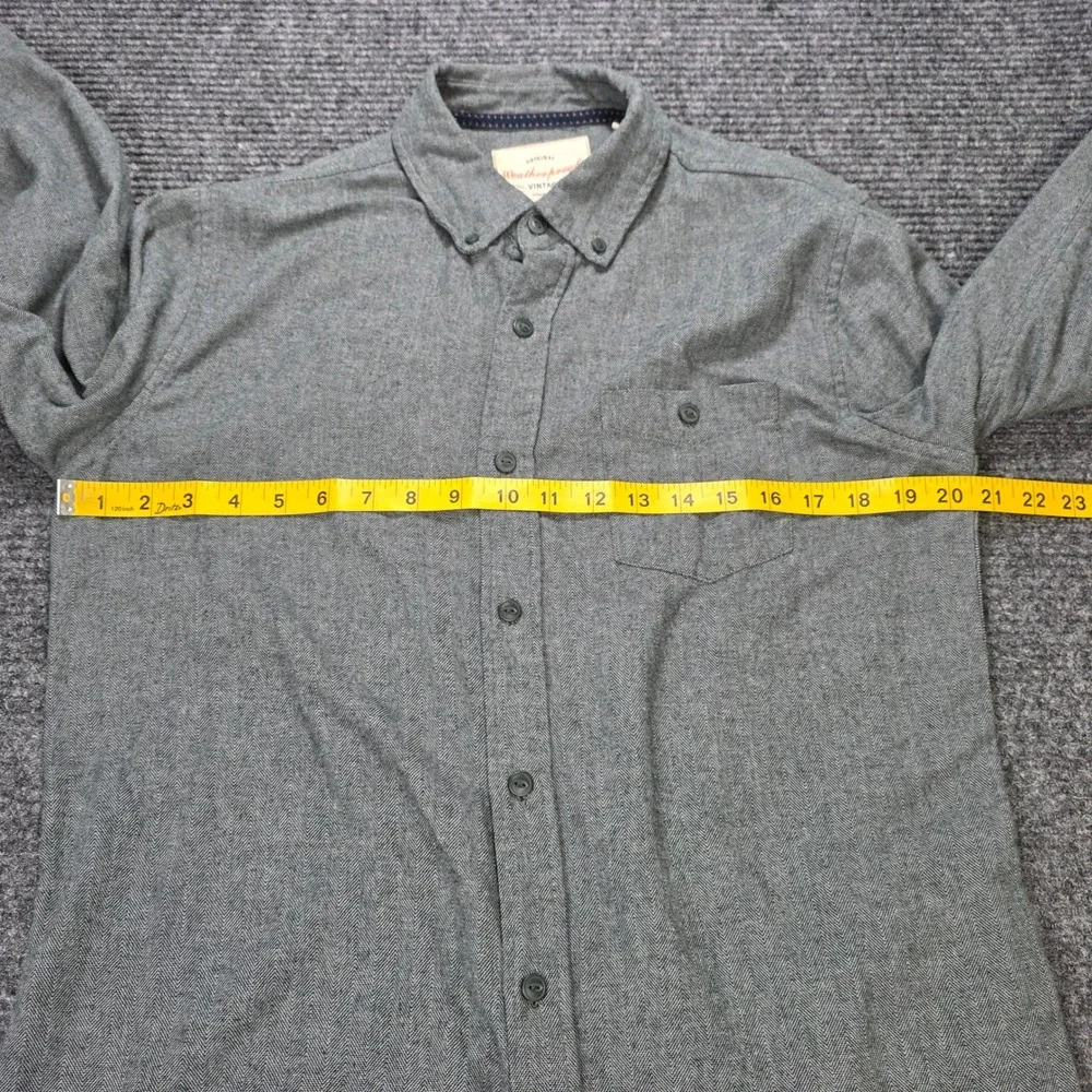 Original Weatherproof Vintage Button Down Shirt Men's Size‎ M Grey Herringbone